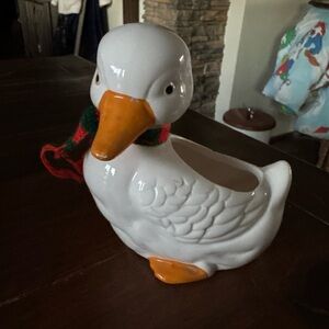 Vintage Christmas Around the World Goose Ceramic Planter